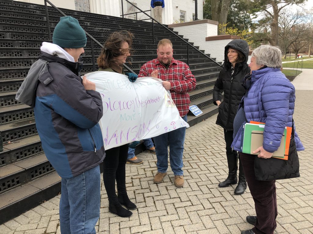 Riggs and Ramsey joined protesters Friday around noon to thank them for protesting and to discuss next steps. (Photo Jamie Welch/The Gettysburgian) 