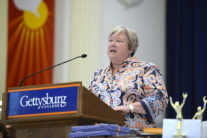 Dean of Students Julie Ramsey speaks at a college event (Photo courtesy of Gettysburg College)