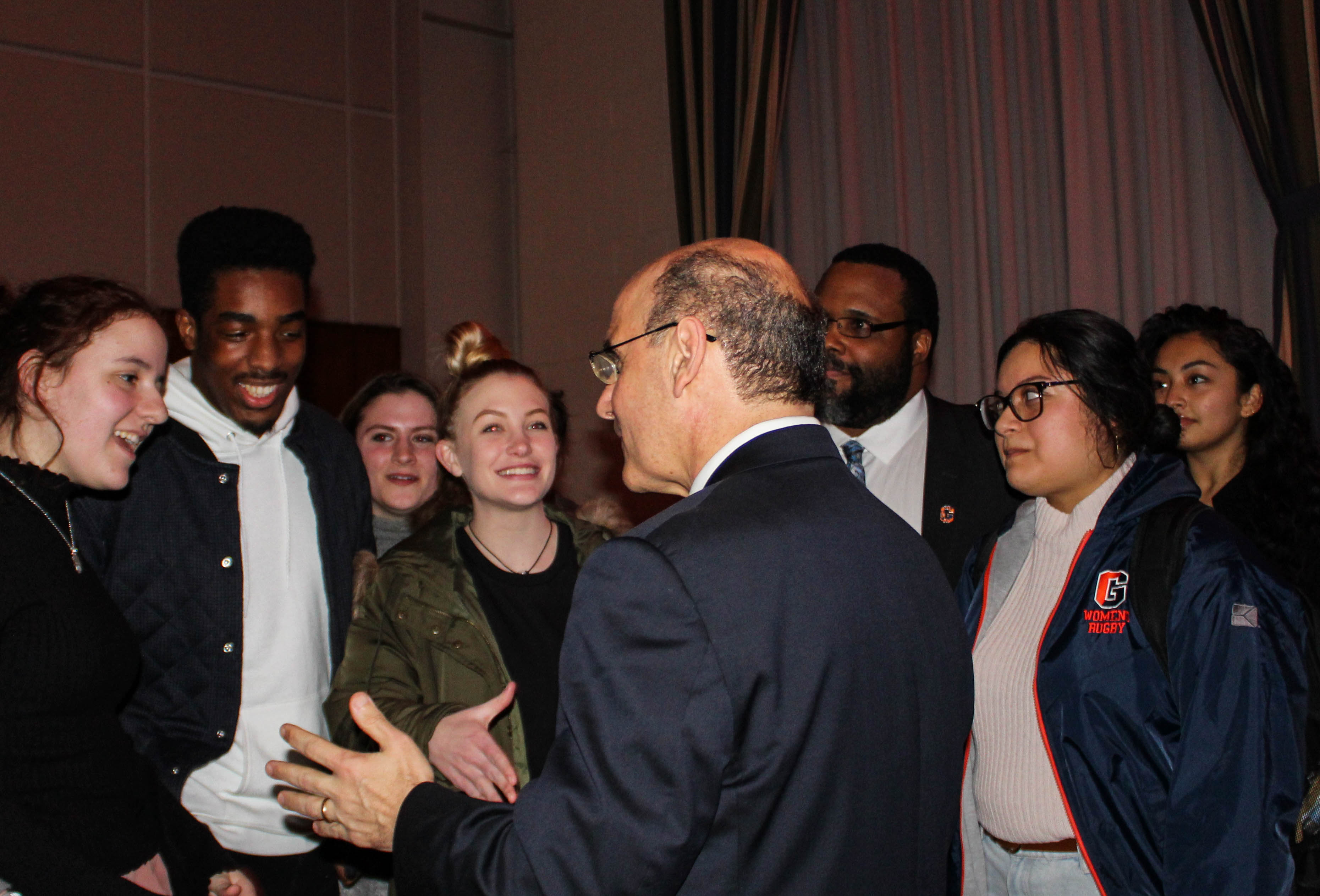 Robert Iuliano converses with students at the welcome reception (Photo Mary Frasier/The Gettysburgian)