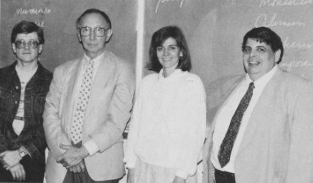 Emmons (far left) with fellow faculty in the departments of anthropology and sociology (Photo courtesy of Spectrum Yearbook)