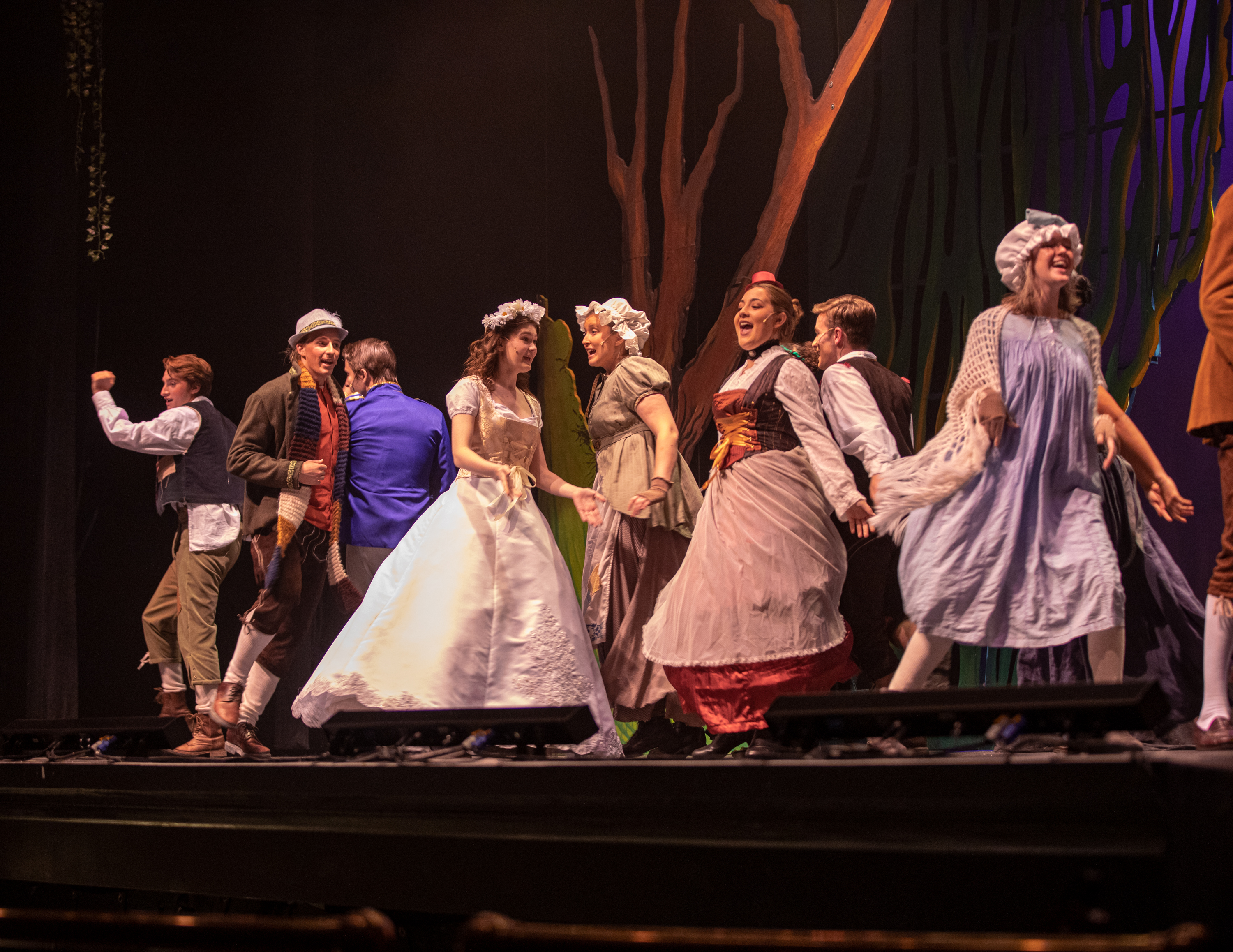 The cast of "Into the Woods" in the Act I Finale (Photo courtesy of Gettysburg College/Abbey Frisco)