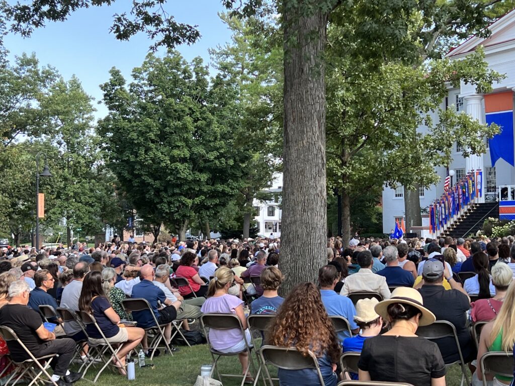 Families and friends of the Class of 2026 watch the 191st Opening Convocation Ceremony on Aug. 24, 2022 (Photo Lauren Chu/The Gettysburgian)