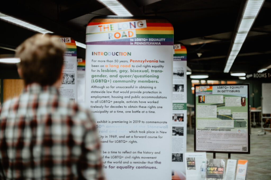 "The Long Road to LGBTQ+ Equality in Pennsylvania" Exhibit was presented on the ground floor of the library on Sept. 27, 2022 and will remain there until Oct. 12, 2022 (Photo Borna Ganji/The Gettysburgian). 