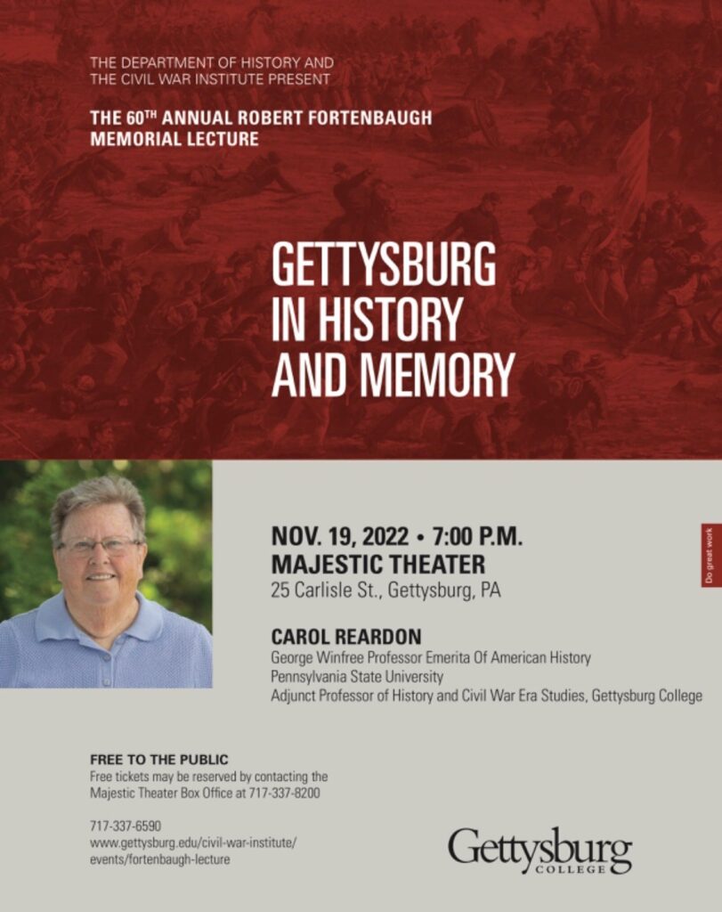 Poster for 60th Annual Fortenbaugh Lecture (Photo courtesy of Gettysburg College)