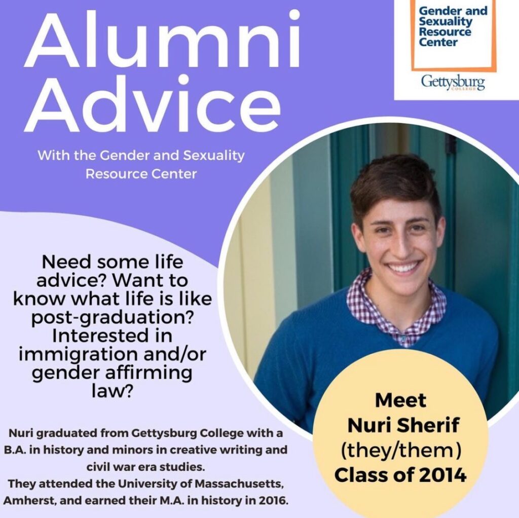 Poster for the Alumni Advice Event with Nuri Sherif