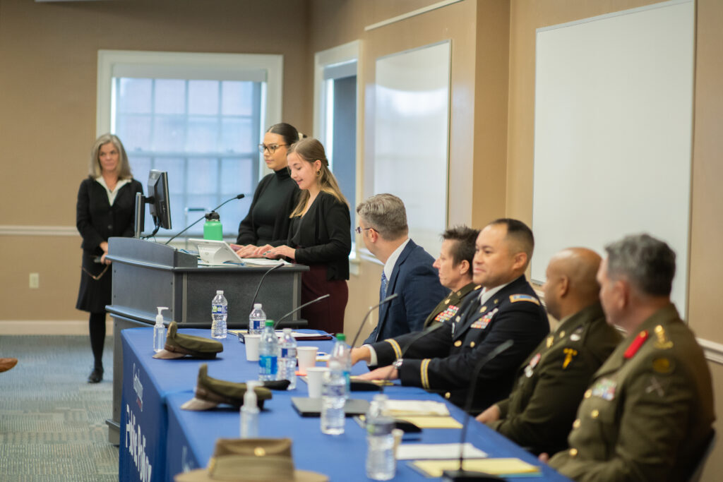 On Friday, Dec. 2, 2022, the public policy department held a panel of representatives from the Army War College. Alli Dayton '23 gave opening remarks. (Photo Will Oehler/The Gettysburgian)