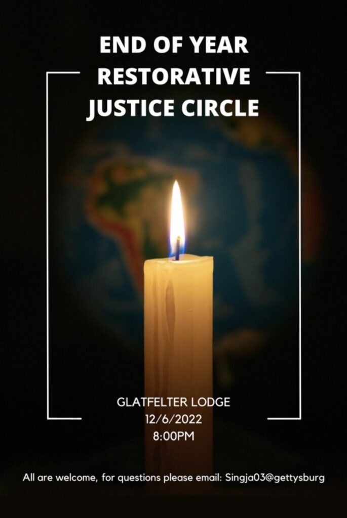 Poster advertising the End of Year Restorative Justice Circle