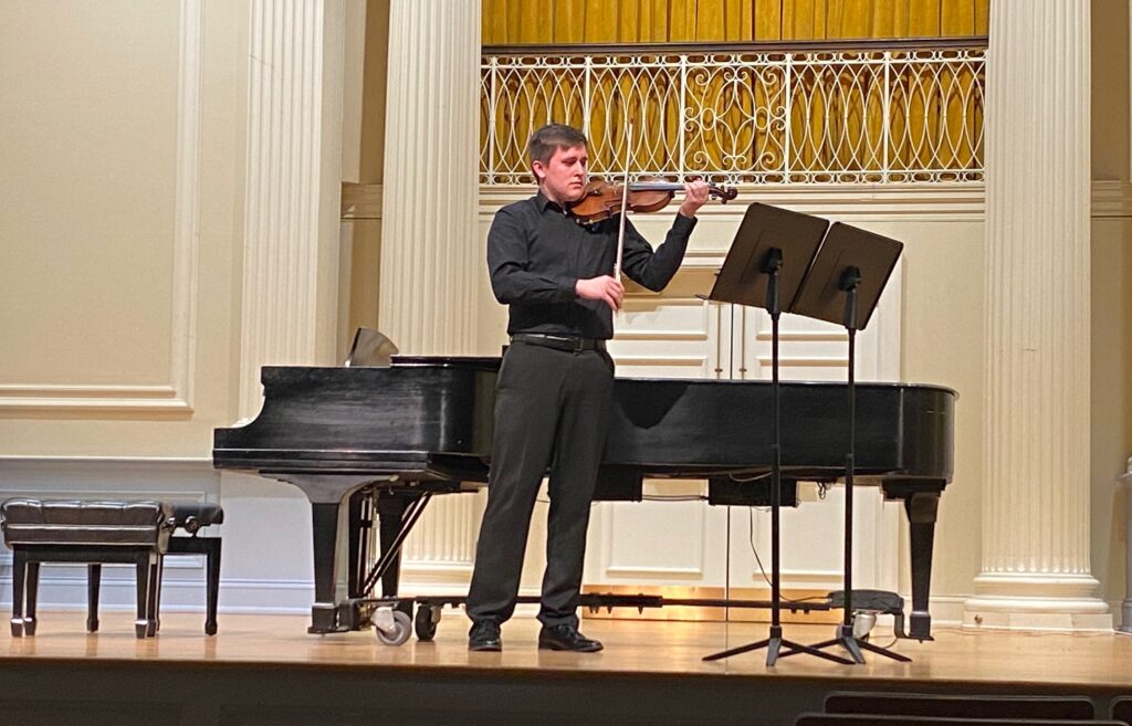 Nicholas Schwentker '23 performs his senior recital (Photo Kenzie Smith/The Gettysburgian)