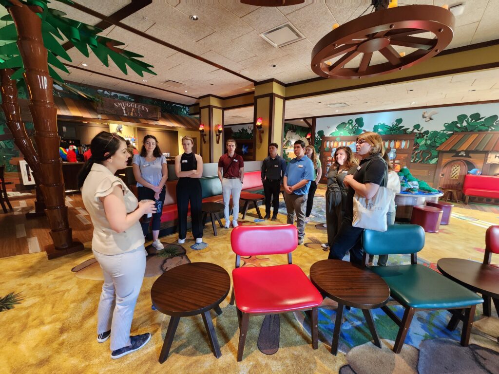 Students spoke with the director of marketing at the LEGOLAND hotel during the CCE winter break trip to Florida (Photo courtesy of Billy Ferrell)