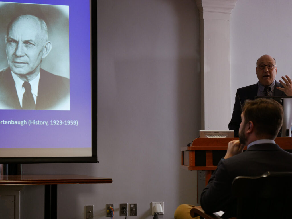 Assistant Professor of History Michael Birkner presents a lecture on the history of Phi Beta Kappa at Gettysburg (Photo Sofia Gutierrez/The Gettysburgian)