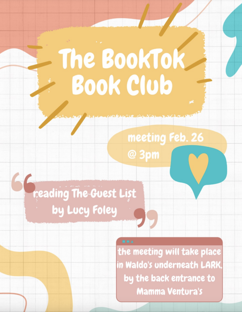 Poster for the Booktok Book Club's next meeting (photo provided). 
