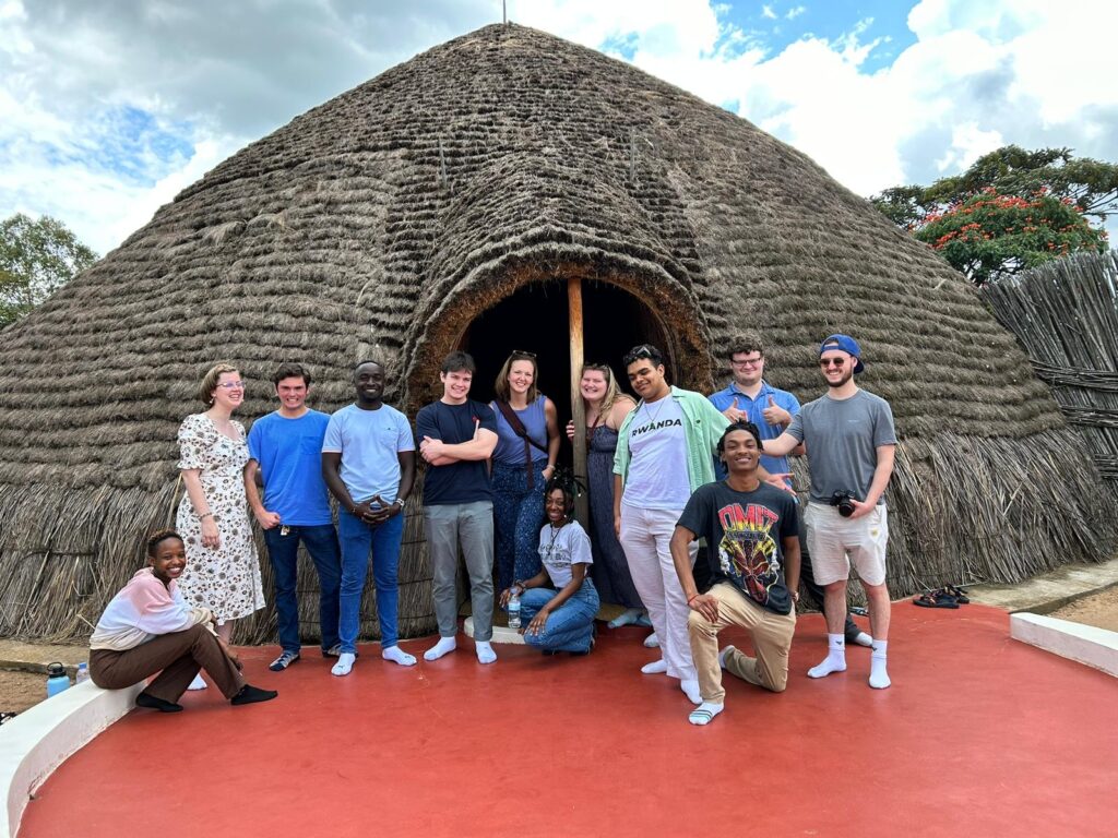 Mason Clark '24 (fifth from right) with the group on the immersion trip to Rwanda (Photo provided)