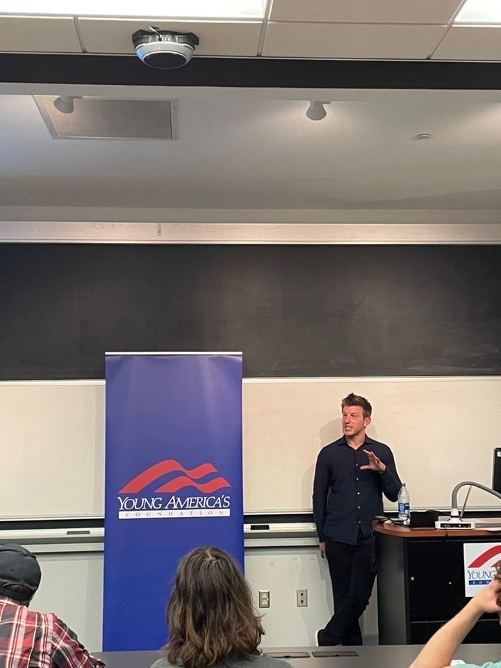 Alex Epstein talking to students during his lecture (Photo Jake Gramanz/The Gettysburgian)