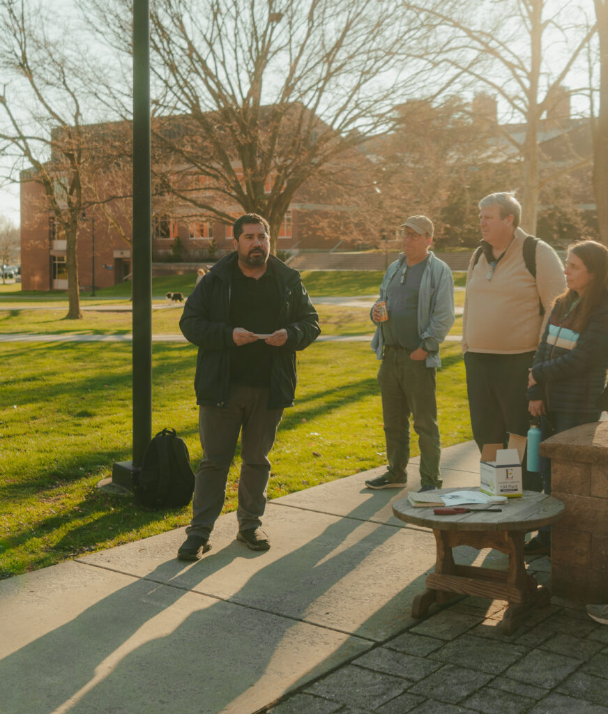 Assistant Economics Professor Gokcer Ozgur shared a statement about the earthquake at the vigil on Thursday, March 30, 2023 (Photo Borna Ganji/The Gettysburgian)