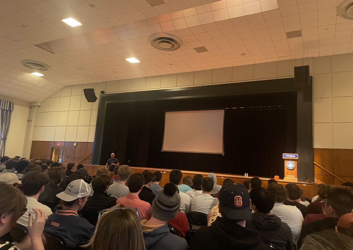 Braxton talking to students during his lecture (Photo Vincent DiFonzo/The Gettysburgian)