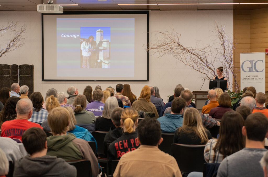 Hiker and author Heather Anderson shares lessons she learned from the trails at talk in the Atrium (Photo Will Oehler/The Gettysburgian)