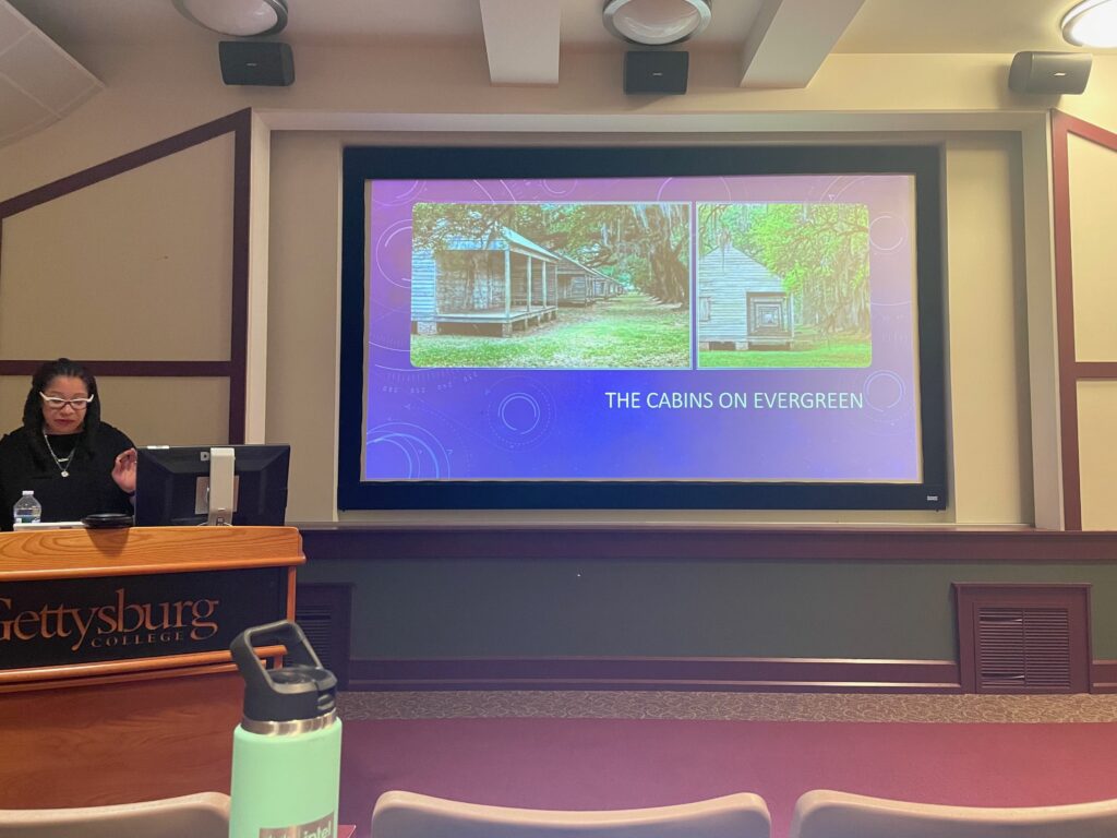 Dr. Alisha Gaines gives lecture "Children of the Plantationocene" on Thursday, April 6, 2023 (Photo Ella Prieto/The Gettysburgian)