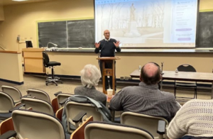 Professor Michael Birkner addresses the audience on Samuel Simon Schmucker. (Photo Brandon Fey/The Gettysburgian)