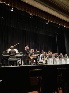 The Sunderman Conservatory’s Jazz Ensemble performing at the Majestic Theater. (Photo Ainsley Green/The Gettysburgian)