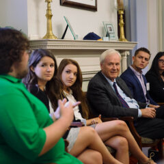 Chris Matthews and Howard Fineman engage students in political discourse